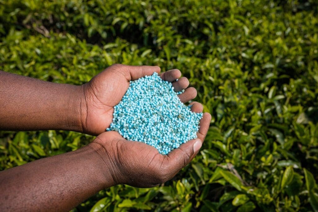 a person holding fertilizer